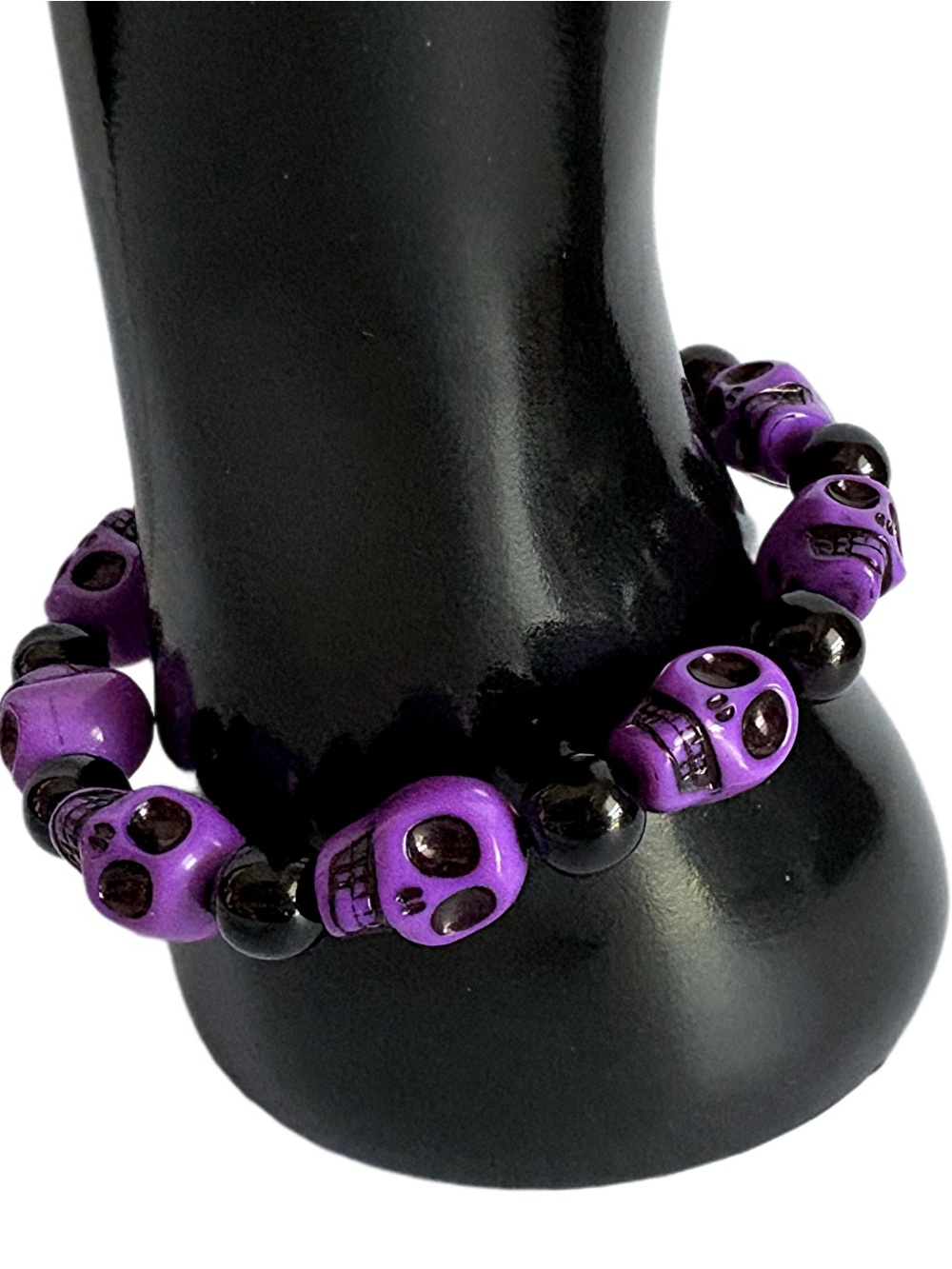 Handmade Purple Skull Bead Stretch Bracelet